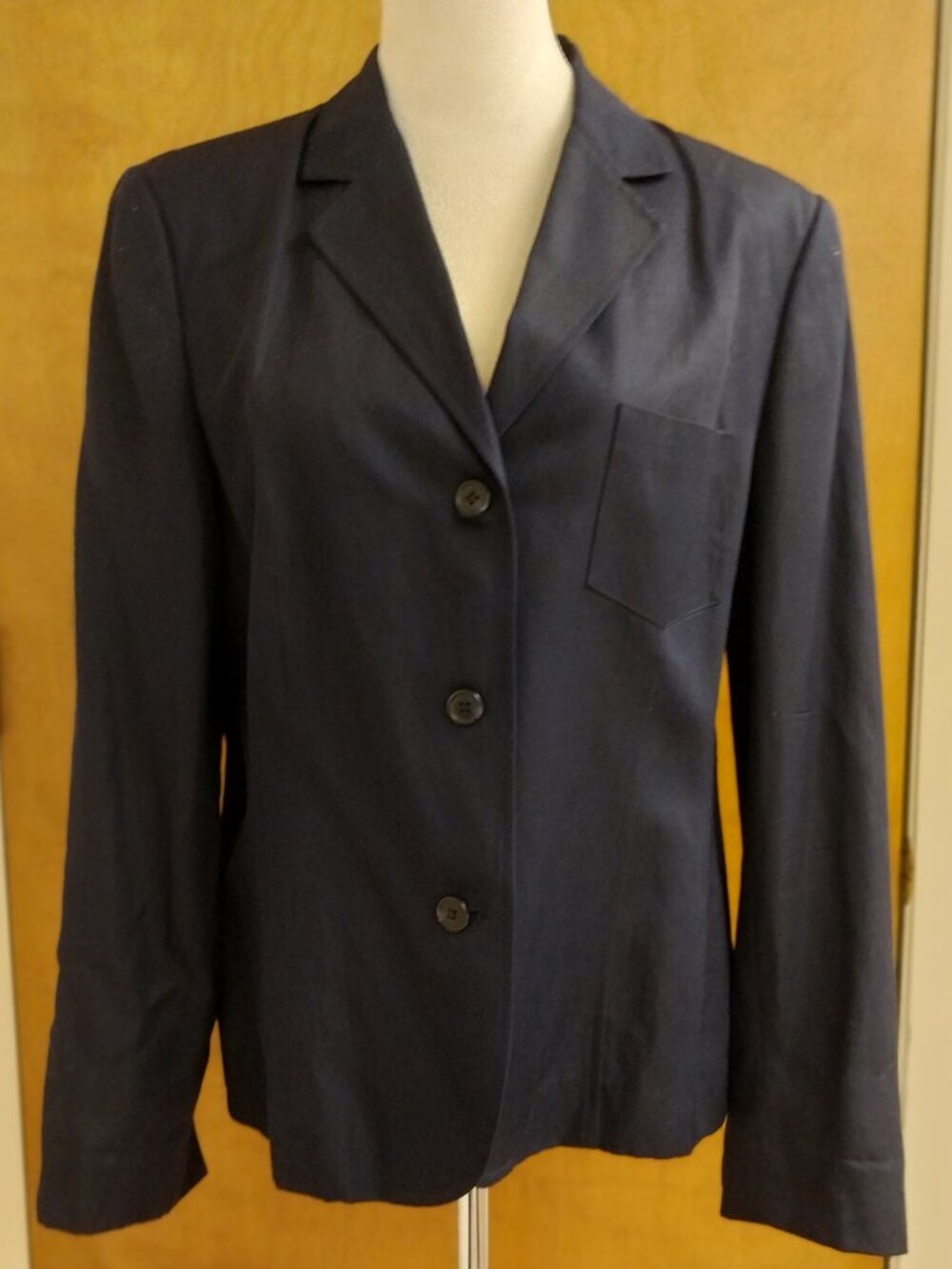 WORTHINGTON SILK/LINEN SIZE 12 LIGHTWEIGHT NAVY BLUE BLAZER
